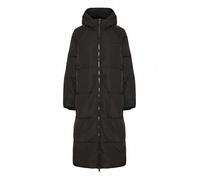 ICHI IHBunala Damen Wintermantel Winterjacke Steppjacke lang mit Kapuze Reißverschlusstaschen Regular fit, Größe:M, Farbe:Black (194008)