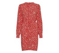 ICHI IHCAROLINA DR Damen Freizeitkleid Kleid Minikleid mit Knopfleiste hoher Kragen Langarm Regular-Fit, Größe:38, Farbe:Poppy Red (171664)