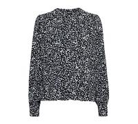 ICHI IHCAROLINA SH Damen Lange Bluse Langarm Leichte Bluse aus Viskose mit Leopardenmuster Regular Fit, Größe:36, Farbe:Total Eclipse (194010)