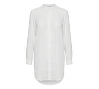 ICHI IHCELLANI Long SH2 Damen Lange Bluse Langarm Lange Bluse mit langem Arm Loose Fit mit verdeckter Knopfleiste Stehkragen mit einem Knopf, Größe:36, Farbe:Cloud Dancer (114201)