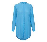 ICHI IHCELLANI Long SH2 Damen Lange Bluse Langarm Lange Bluse mit langem Arm Loose Fit mit verdeckter Knopfleiste Stehkragen mit einem Knopf, Größe:38, Farbe:Blithe (174336)