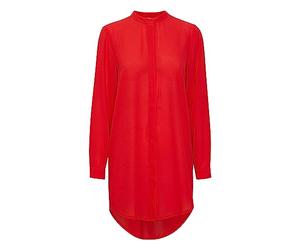 ICHI IHCELLANI Long SH2 Damen Lange Bluse Langarm Lange Bluse mit langem Arm Loose Fit mit verdeckter Knopfleiste Stehkragen mit einem Knopf, Größe:34, Farbe:Poppy Red (171664)