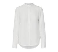 ICHI IHCELLANI SH Damen Lange Bluse Langarm Basicbluse mit kleinem Stehkragen Abgerundeter Saum mit Knopfleiste Regular Fit, Größe:38, Farbe:Cloud Dancer (114201)