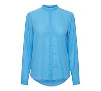 ICHI IHCELLANI SH Damen Lange Bluse Langarm Basicbluse mit kleinem Stehkragen Abgerundeter Saum mit Knopfleiste Regular Fit, Größe:42, Farbe:Blithe (174336)