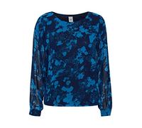 ICHI IHCHIFFY LS2 Damen Lange Bluse Langarm Rundhalsbluse aus Chiffon mit verschiedenen Prints recyceltes Polyester weitere Ärmel, Größe:38, Farbe:Total Eclipse (194010)