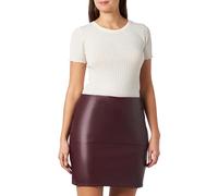 ICHI IHCOMANO Damen Rock Minirock mit Seitenverschuss Kunstlederoptik Slim fit, Größe:42, Farbe:Port Royale (191627)