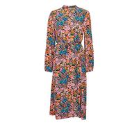 ICHI IHDUNALA DR Damen Freizeitkleid Kleid 100% Viskose Midi-Blusenkleid mit Gürtel Langarm Regular-Fit, Größe:38, Farbe:Pink Multi Flower (201341)