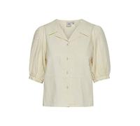 ICHI IHFILIZ SH Damen Bluse Kurzarm mit Reverskragen aus 100% Baumwolle, Größe:40, Farbe:Vanilla Custard (120815)
