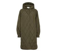 ICHI IHHansa Damen Steppmantel Wintermantel Winterjacke mit Druckknöpfen Kapuze Loose fit, Größe:L, Farbe:Forest Night (190414)