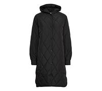 ICHI IHHANSA JA Damen Steppmantel Wintermantel Winterjacke Steppmantel mit Druckknöpfen und Kapuze, Größe:L, Farbe:Black (194008)