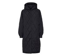 ICHI IHHANSA JA Damen Steppmantel Wintermantel Winterjacke Steppmantel mit Druckknöpfen und Kapuze, Größe:L, Farbe:Dark Navy (194013)