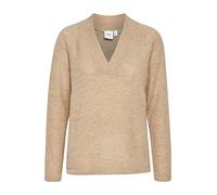 ICHI IHKAMARA V LS Damen Strickpullover Feinstrick Pullover Strickpullover mit V-Ausschnitt Slim-Fit, Größe:M, Farbe:Nomad (161212)