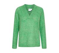 ICHI IHKAMARA V LS Damen Strickpullover Feinstrick Pullover Strickpullover mit V-Ausschnitt Slim-Fit, Größe:L, Farbe:Kelly Green (166138)