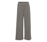 ICHI IHKATE CHECKY Wide PA Damen Hose Stoffhose mit Stretch weiter Schnitt mit Elastikbund, Größe:L, Farbe:Black (194008)