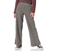 ICHI IHKATE CHECKY Wide PA Damen Hose Stoffhose mit Stretch weiter Schnitt mit Elastikbund, Größe:M, Farbe:Black (194008)