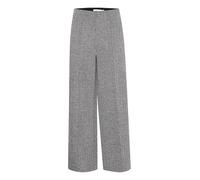 ICHI IHKATE Jacquard Damen Hose Stoffhose Culotte-Hose mit Reißverschluss Ziernähten Fischgratmuster Paspeltaschen Regular fit, Größe:L, Farbe:Black/White Herringbone (203523)
