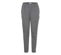 ICHI IHKATE Jacquard Damen Hose Stoffhose mit Eingrifftaschen Paspeltaschen Gummizug leicht elastisch Regular fit, Größe:S, Farbe:Black/White Herringbone (203523)
