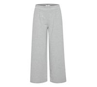 ICHI IHKATE SUS WIDE PA Damen Hose Stoffhose mit Stretch gerader Schnitt Elastikbund Crop Länge, Größe:XL, Farbe:Grey Melange (200318)
