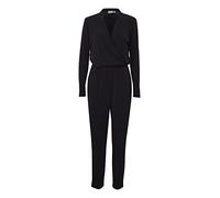 ICHI IHLIMA JU Damen langer Jumpsuit Overall Einteiler mit V-Ausschnitt Langarm mit Stretch-Anteil, Größe:XL, Farbe:Black (10001)