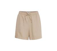 ICHI IHLINO Damen Shorts aus Leinenmix Kurze Hose Bermuda mit Eingrifftaschen Bindeband Loose fit, Größe:42, Farbe:Natural (161310)
