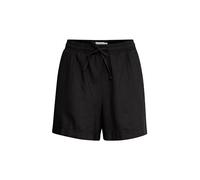 ICHI IHLINO Damen Shorts aus Leinenmix Kurze Hose Bermuda mit Eingrifftaschen Bindeband Loose fit, Größe:34, Farbe:Black (194008)