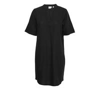 ICHI IHLINO DR Damen Kleid aus Leinenmix Freizeitkleid Webkleid V-Auschnitt Loose fit, Größe:36, Farbe:Black (194008)