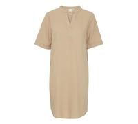 ICHI IHLINO DR Damen Kleid aus Leinenmix Freizeitkleid Webkleid V-Auschnitt Loose fit, Größe:42, Farbe:Natural (161310)