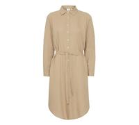 ICHI IHLINO DR2 Damen Kleid Blusenkleid Hemdkragen Knöpfe Bindeband Leinenmix Loose fit, Größe:38, Farbe:Natural (161310)
