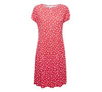 ICHI IHLISA DR19 Damen Jerseykleid Shirtkleid Kleid Minikleid mit Stretch Rundhalsausschnitt Kurzarm Regular-Fit, Größe:L, Farbe:Raspberry Wine Flower (201908)