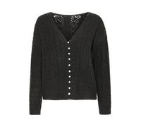 ICHI IHLIYANNA Damen Strickjacke Strickpullover Cardigan mit V-Ausschnitt elastisch Perlmuttknöpfe Regular fit, Größe:S, Farbe:Black (194008)