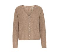 ICHI IHLIYANNA Damen Strickjacke Strickpullover Cardigan mit V-Ausschnitt elastisch Perlmuttknöpfe Regular fit, Größe:S, Farbe:Fungi (171212)