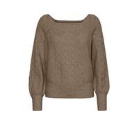 ICHI IHLiyanna Damen Strickpullover Feinstrick Pullover Pulli mit Rippbündchen tiefen Aussschnitt leicht elastisch Comfort fit, Größe:M, Farbe:Fungi (171212)