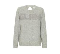 ICHI IHMacon Damen Strickpullover Grobstrick Pullover mit Rundhals Rückenausschnitt Loose fit, Größe:L, Farbe:Grey Melange (200318)