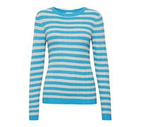 ICHI IHMAFA LS7 Damen T-Shirt Kurzarm Shirt gestreifter Strickpullover mit Rundhalsausschnitt Slim-fit, Größe:M, Farbe:Blithe (174336)