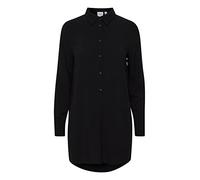 Ichi IHMAIN Damen Langarmbluse Hemd Langes Shirt mit Hemdblusenkragen relaxed fit, Größe:38, Farbe:Black (194008)