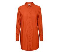 Ichi IHMAIN Damen Langarmbluse Hemd Langes Shirt mit Hemdblusenkragen relaxed fit, Größe:38, Farbe:Pureed Pumpkin (171449)
