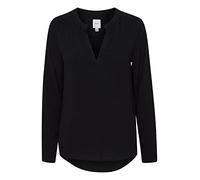 ICHI IHMAIN LS2 Damen lange Bluse Langarm Basicbluse aus reiner Viskose Nachhaltige zertifizierte EcoVero Viskose V-Ausschnitt Regular Fit, Größe:42, Farbe:Black (194008)