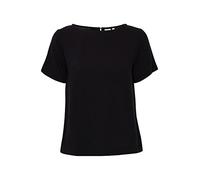 ICHI IHMAIN SS Damen Kurze Bluse Kurzarm Klassische Rundhalsbluse mit Knopfverschluss hinten Viskose-Bluse zertifizierte EcoVero Viskose Regular Fit, Größe:40, Farbe:Black (194008)