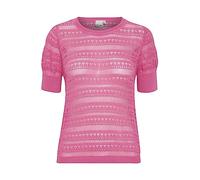 ICHI IHMARINDA SS4 Damen T-Shirt Kurzarm Shirt Lochstrickshirt mit Rundhals Kurzarm Slim-Fit, Größe:S, Farbe:Super Pink (172625)