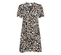 ICHI IHMARRAKECH AOP DR15 Damen Webkleid Blusenkleid Kleid V-Ausschnitt 100% Viskose (LivaEco(TM)) Loose fit, Größe:XL, Farbe:Tannin Leo AOP (202927)