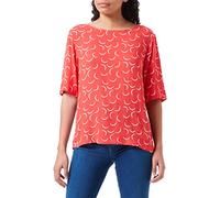 ICHI IHMARRAKECH AOP SS7 Damen Bluse Shirtbluse Kurzarm mit Rundhalsausschnitt und Allover-Print, Größe:M, Farbe:Bittersweet (171663)