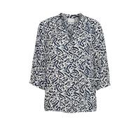 ICHI IHMARRAKECH Damen Bluse Shirt Blusenshirt mit 3/4-Arm Gemustert V-Ausschnitt Regular fit, Größe:S, Farbe:Total Eclipse Paisley AOP (202928)
