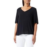 ICHI IHMARRAKECH Damen Bluse Shirt Blusenshirt V-Ausschnitt Halbarm Regular Fit, Größe:M, Farbe:Black (194008)