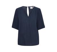 ICHI IHMARRAKECH Damen Bluse Shirt Blusenshirt V-Ausschnitt Halbarm Regular Fit, Größe:M, Farbe:Total Eclipse (194010)