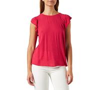 ICHI IHMARRAKECH SO TO6 Damen Kurze Bluse Kurzarm Viskose-Bluse mit Rüschenkante als Ärmel V-Ausschnitt Regular Fit, Größe:M, Farbe:Raspberry Wine (181741)