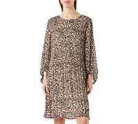 ICHI IHNALLA DR Damen Freizeitkleid Kleid A-Linie Kleid mit transparenten Glockenärmeln Rundhalsauschnitt Plissee Regular-Fit, Größe:38, Farbe:Leo Mix 1 (201751)