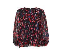 ICHI IHNALLA LS Damen Lange Bluse Langarm Bauschärmel Rundhalsausschnitt transparente Ärmel Regular Fit, Größe:38, Farbe:Poppy Red Print Mix 1 (201725)