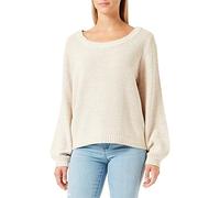 ICHI IHNOELLE LS Damen Strickpullover Feinstrick Pullover Strickpullover mit Rundhalsausschnitt und Ballonärmeln Regular-Fit, Größe:XL, Farbe:Tapioca Melange (1214031)