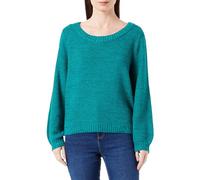 ICHI IHNOELLE LS Damen Strickpullover Feinstrick Pullover Strickpullover mit Rundhalsausschnitt und Ballonärmeln Regular-Fit, Größe:XS, Farbe:Cadmium Green Melange (1854241)
