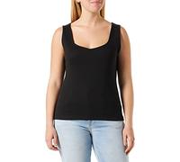 ICHI IHORETA TO2 Damen Top Kurzarm Shirt Basic Baumwolltop aus festerer Baumwolle eckiger Auschnitt Slim Fit, Größe:M, Farbe:Black (194008)